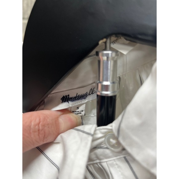 Madewell White Pinstripe Puff Sleeve Button Down Shirt Top Size S - Picture 4 of 4